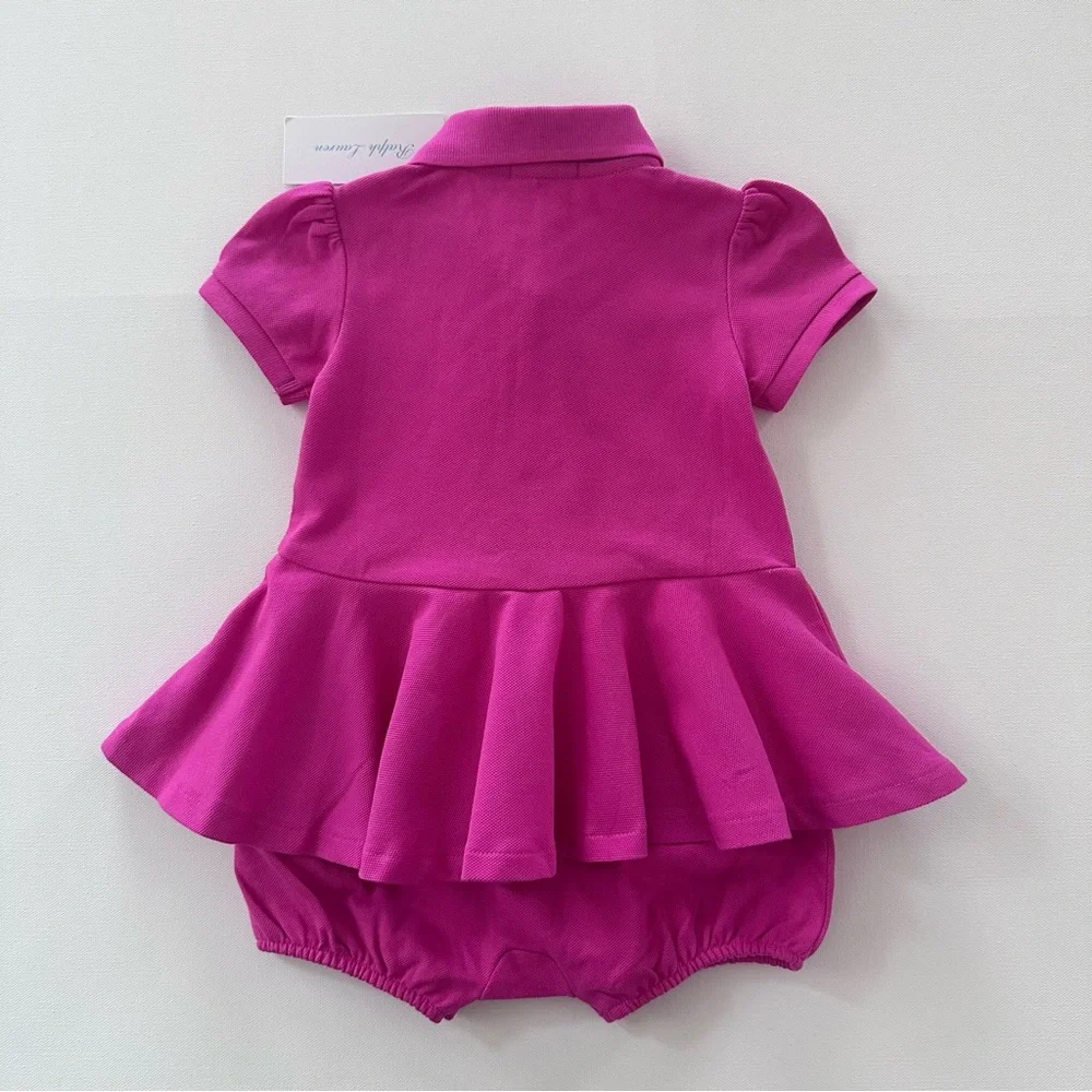 Ralph Lauren 18 Months Baby Girl Pink Layered Romper NWT Spring Summer Preppy